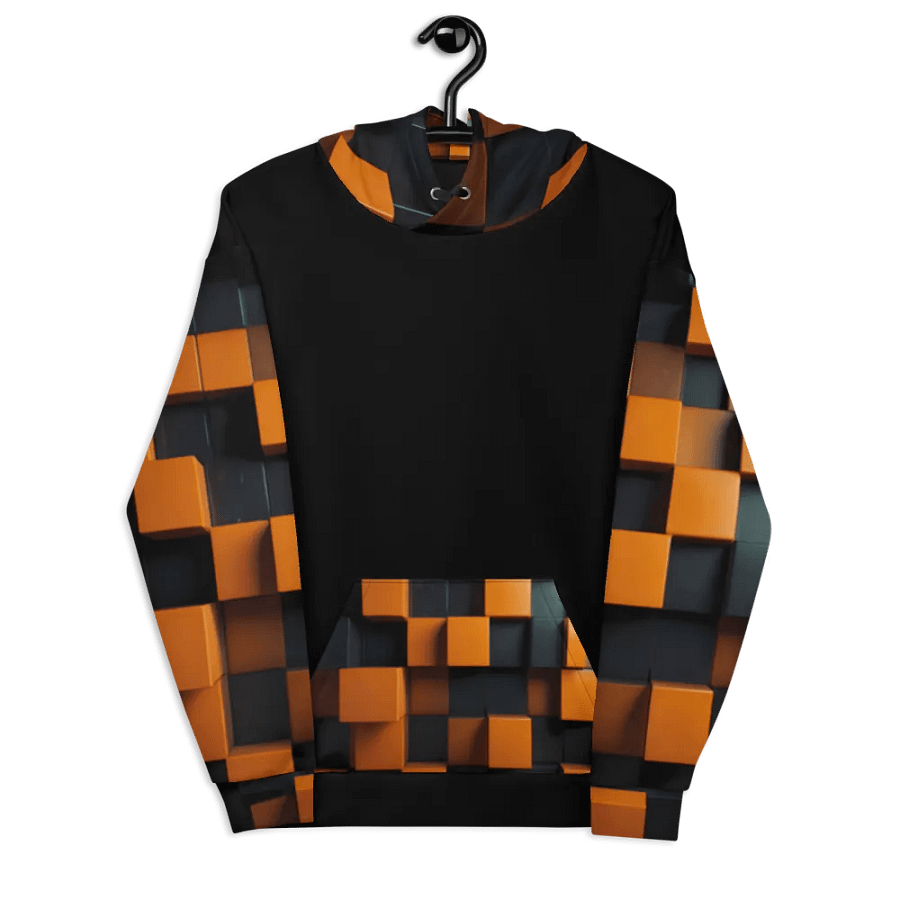 Black And Orange Squares Unisex Hoodie product image (7)