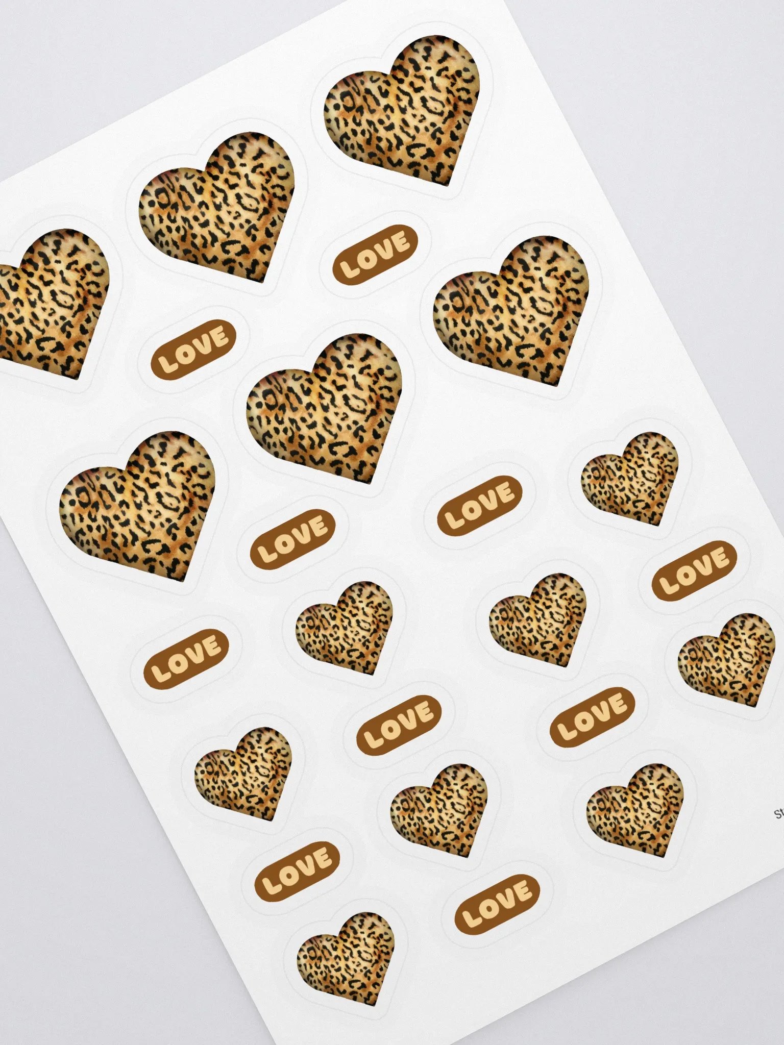 Leopard Skin Hearts in Orange Gold - Sticker Sheet product image (2)