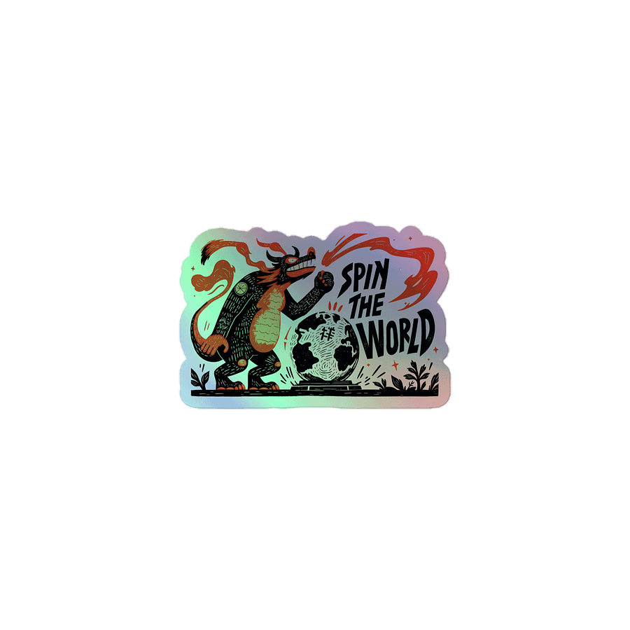 Flaming Dragon Meets Global Chaos Holographic Sticker product image (1)