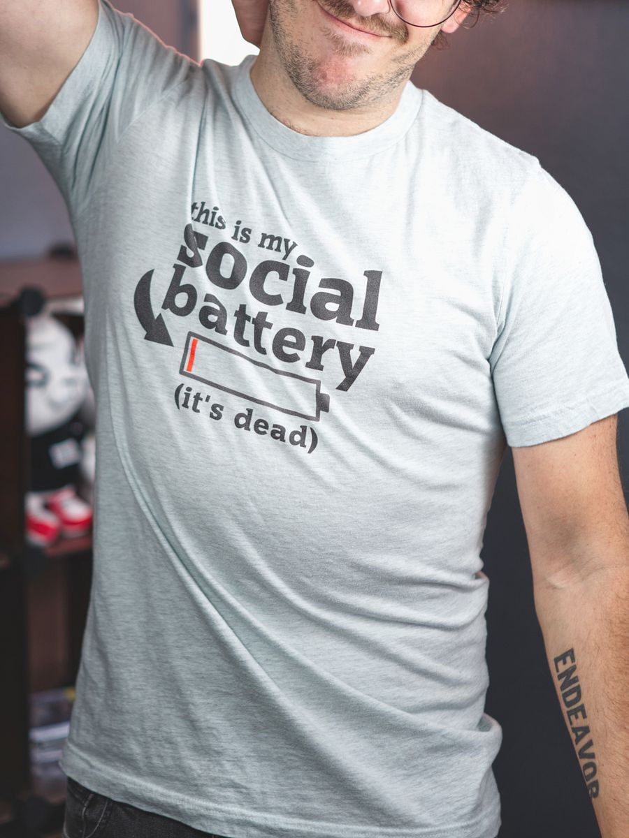 This Is My Social Battery ((It's Dead) Tee - Light Blue product image (3)