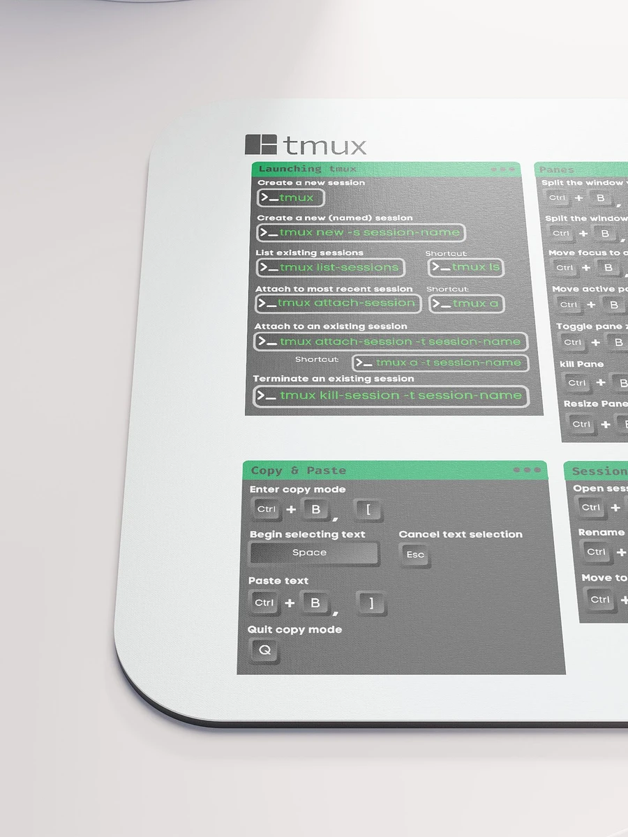 tmux Mouse Pad with Cheat Sheet (Color Variation) product image (7)