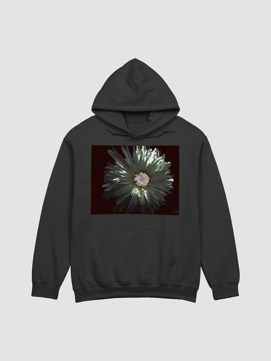 Abstract Distressed Silver Daisy Flower on a Dark Background Women's Classic Hoodie product image (2)