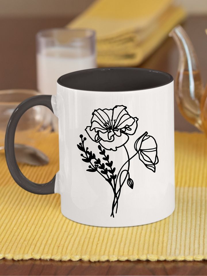 Two Tone Line Birth Flower Mug AUGUST – Personalized Gift product image (1)