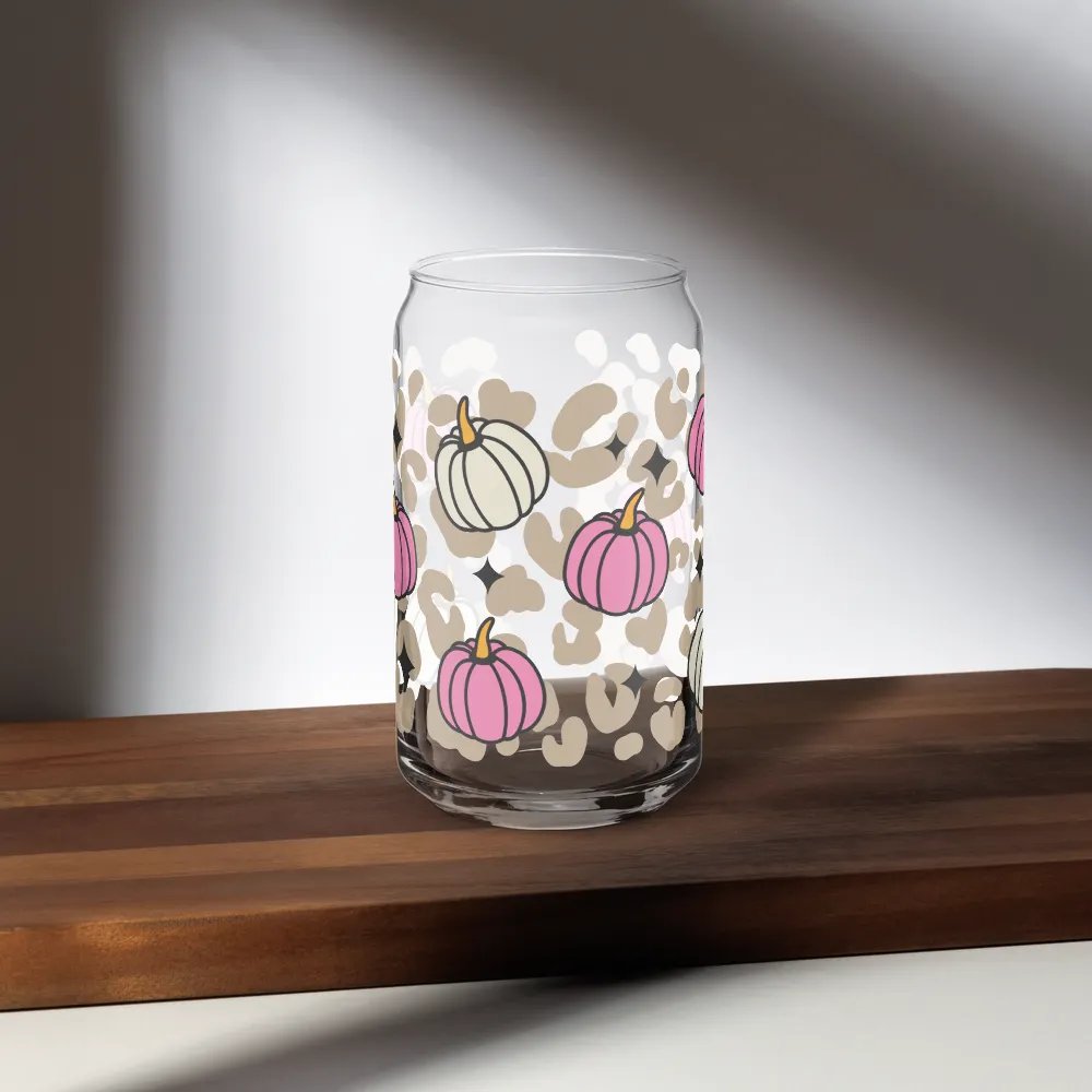 Pink Starry Pumpkin Can Glass, Wood Cover and Metal Straw product image (5)