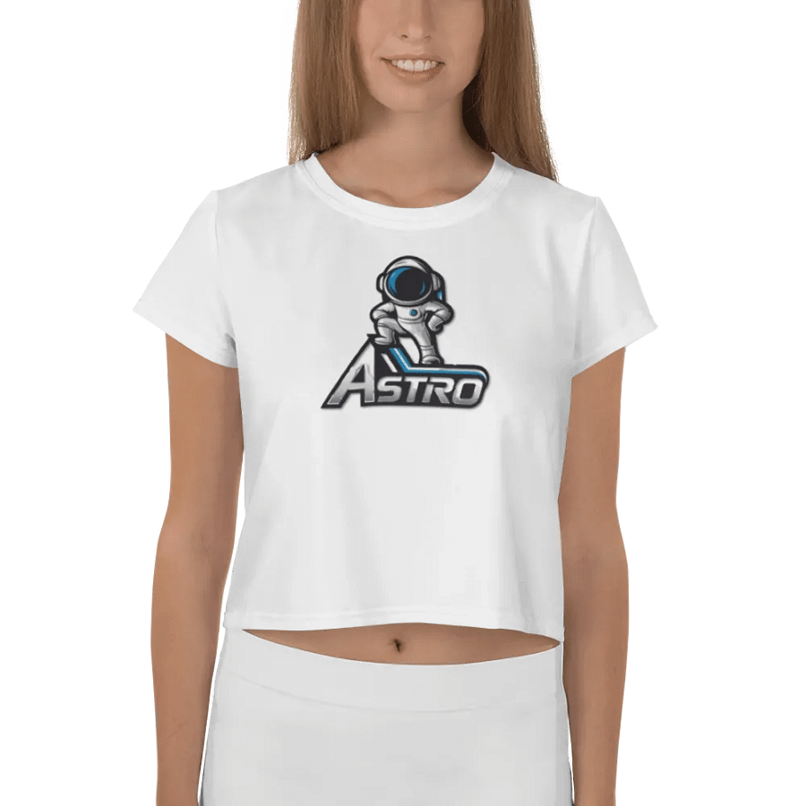 Astro Women's Crop Tee - Trendy Astronaut Graphic in White product image (4)