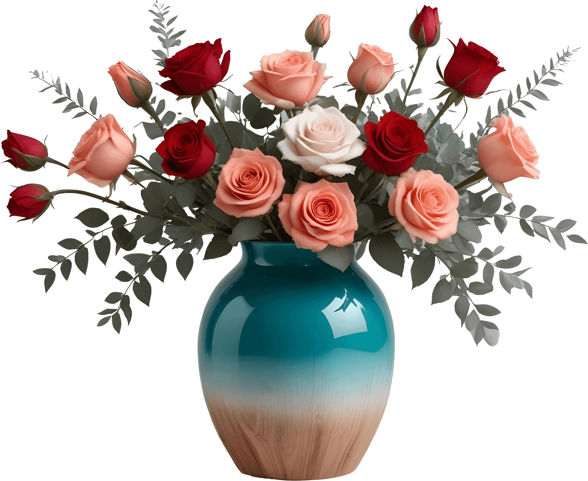 Ocean's Romance – Valentine's day Vase with Roses PNG product image (1)