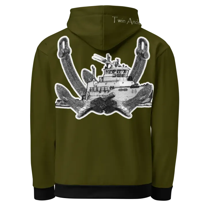 Green Twin Anchor Titan tug Hoodie product image (1)