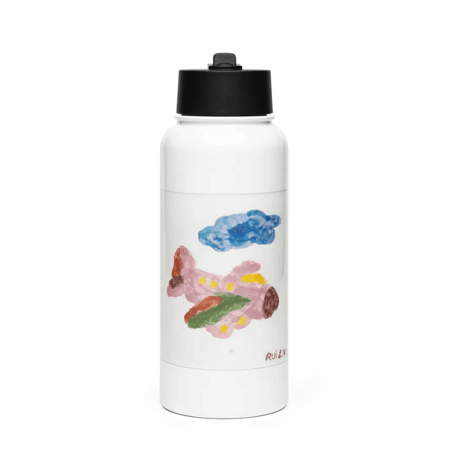 Kid Airplane (Stainless Steel Water Bottle with a Straw Lid) product image (1)