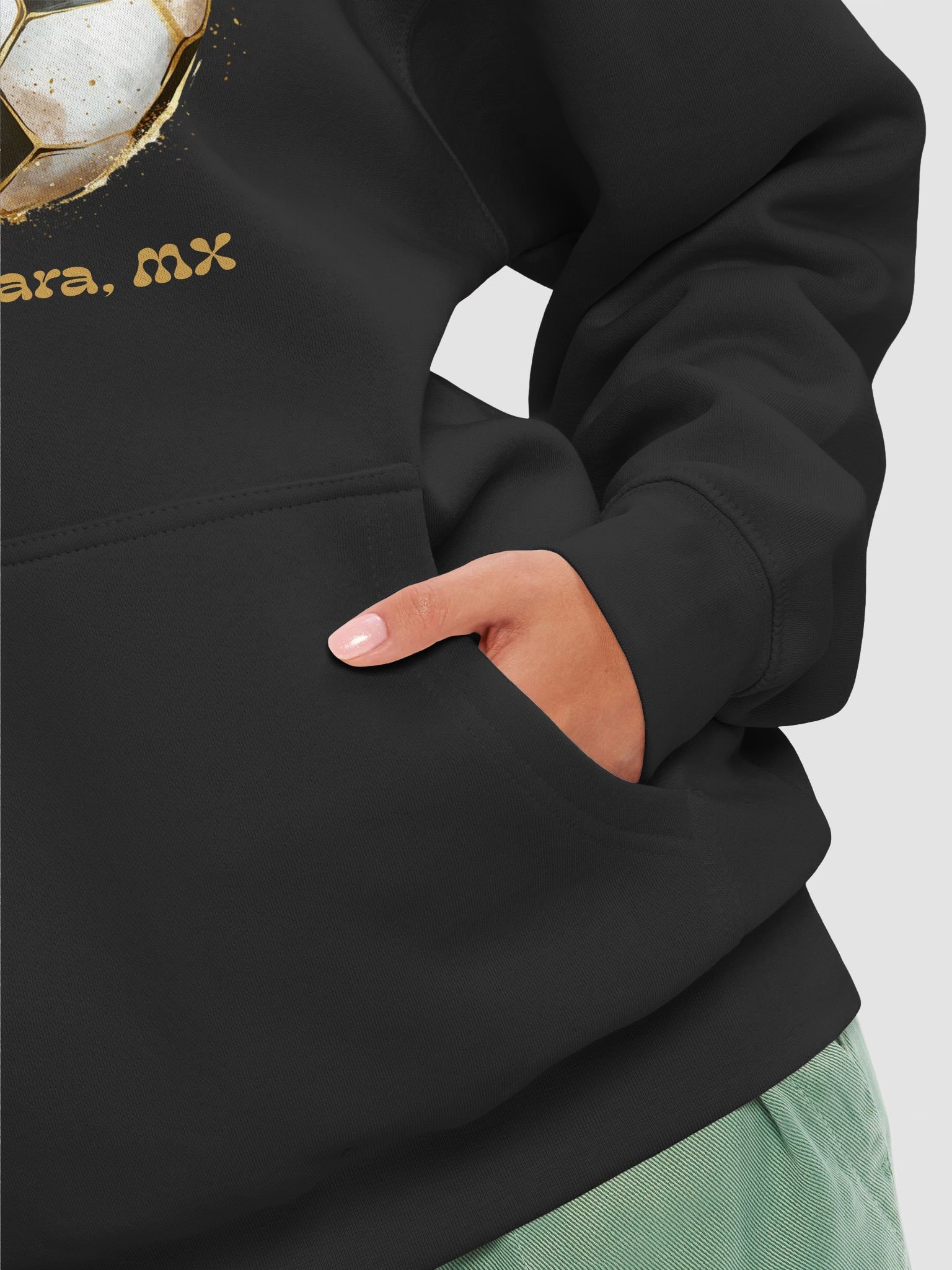 Golden Hexagon Mexican Flag Soccer Ball Hoodie product image (23)