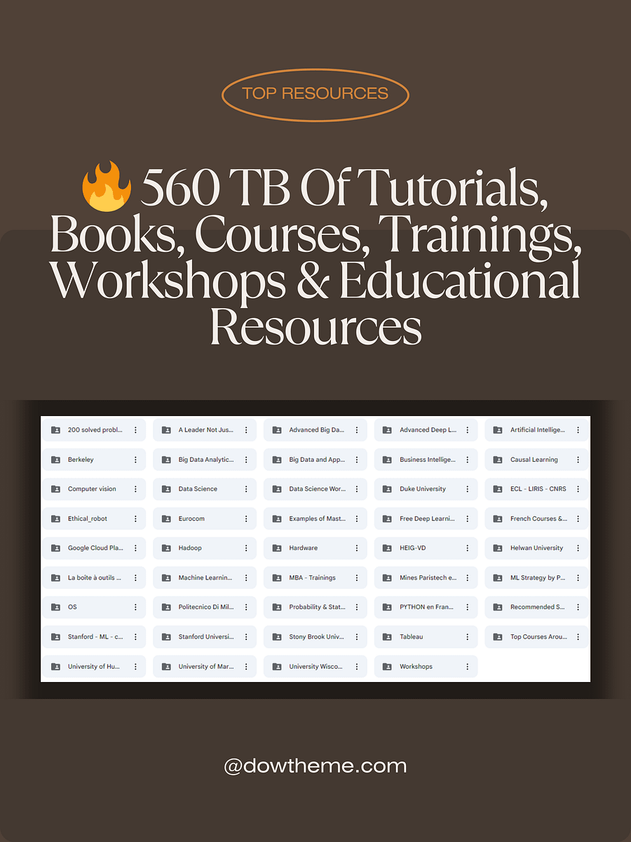 🔥 560 TB Of Tutorials, Books, Courses, Trainings, Workshops & Educational Resources product image (1)