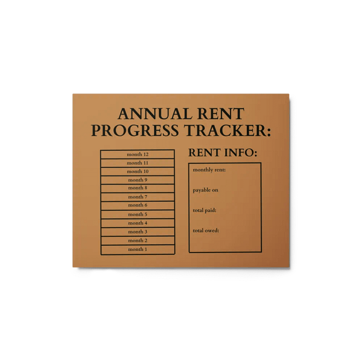 HIGHFALUTIN ANNUAL RENT TRACKER (black design 15) product image (1)