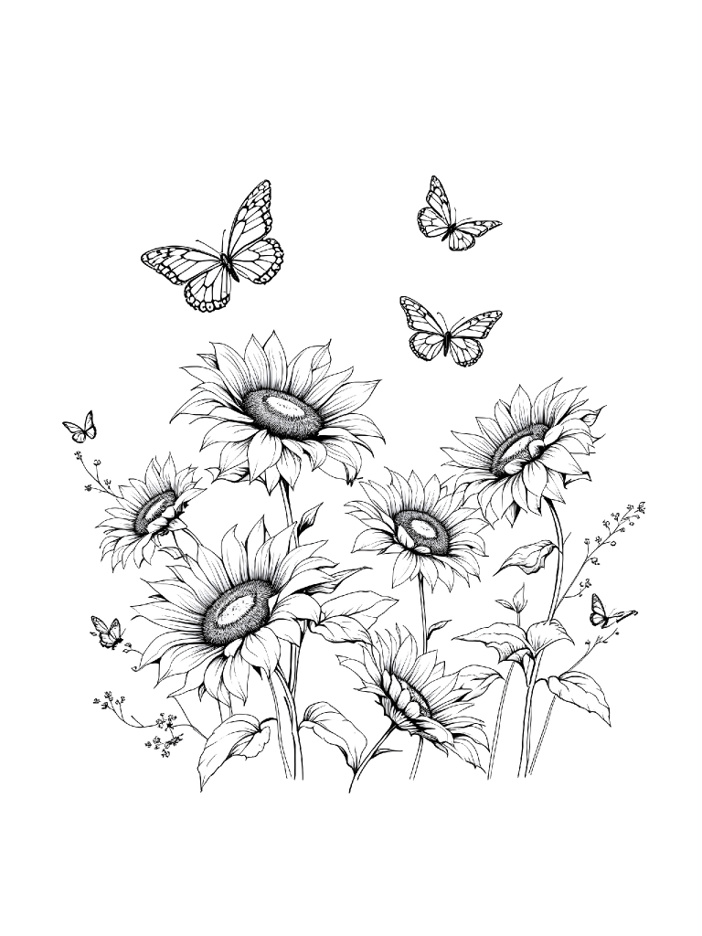 20 Sunflower and Butterfly Clipart, Digital Download, Floral Wall Art, Wedding Invitations, Scrapbooking, Card Making, Printable Decor product image (4)