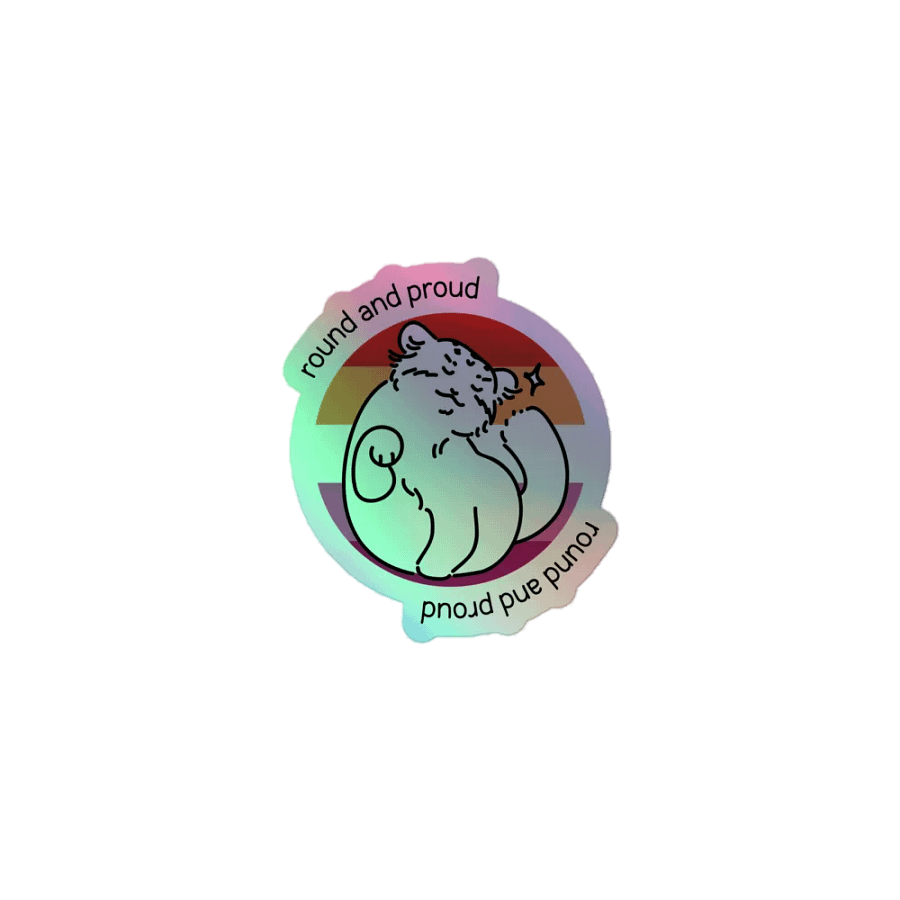 Round and Proud Manul Holo Sticker - Lesbian Flag Version product image (1)