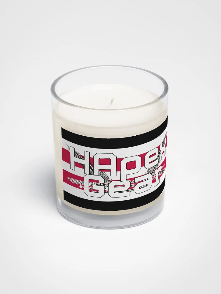 White HApex Gear Black Logo - Soy Wax Candle In A Clear Glass Jar product image (2)
