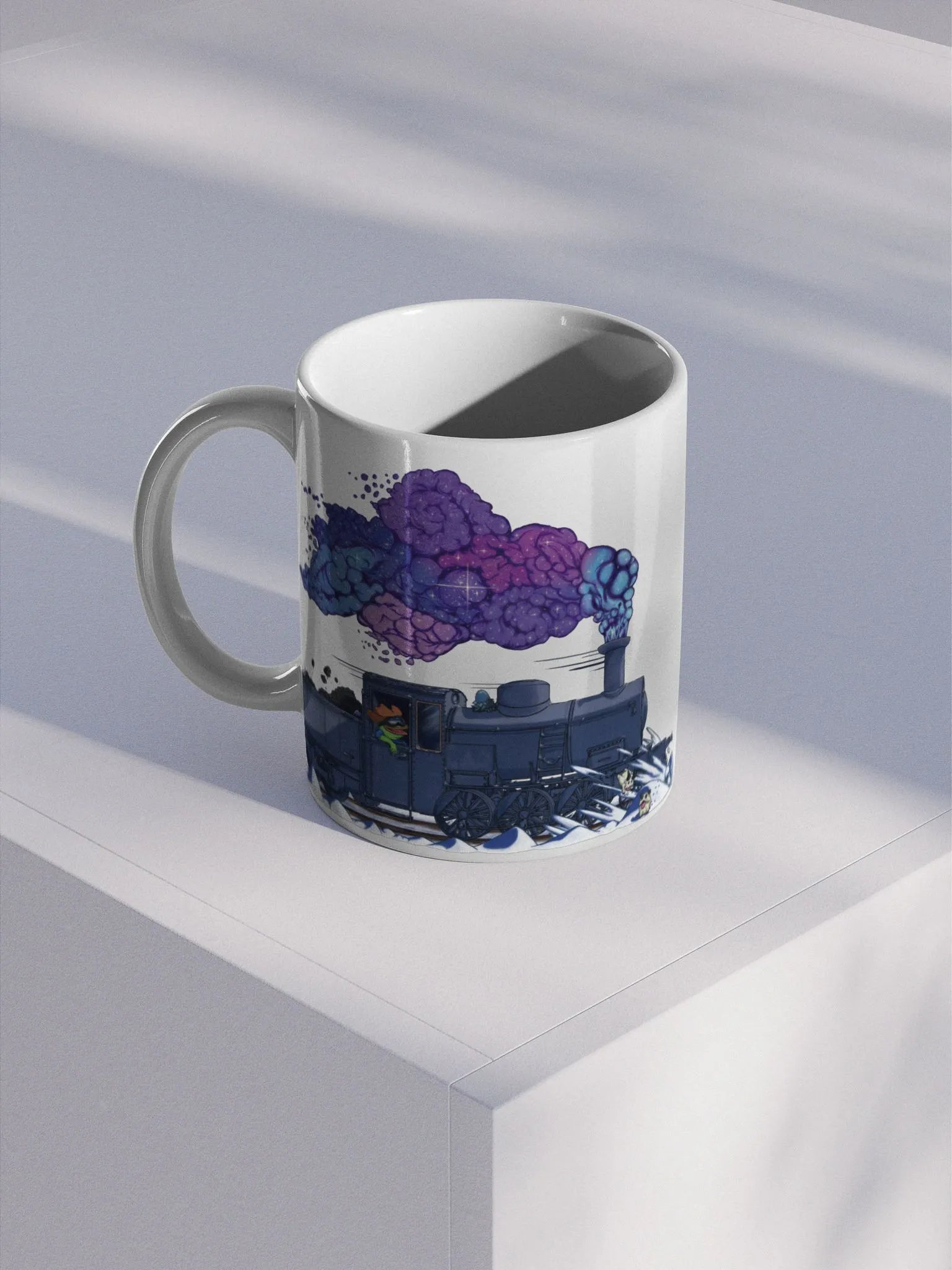 Snowy Train - Right Handed White Glossy Mug (EU/US) product image (1)