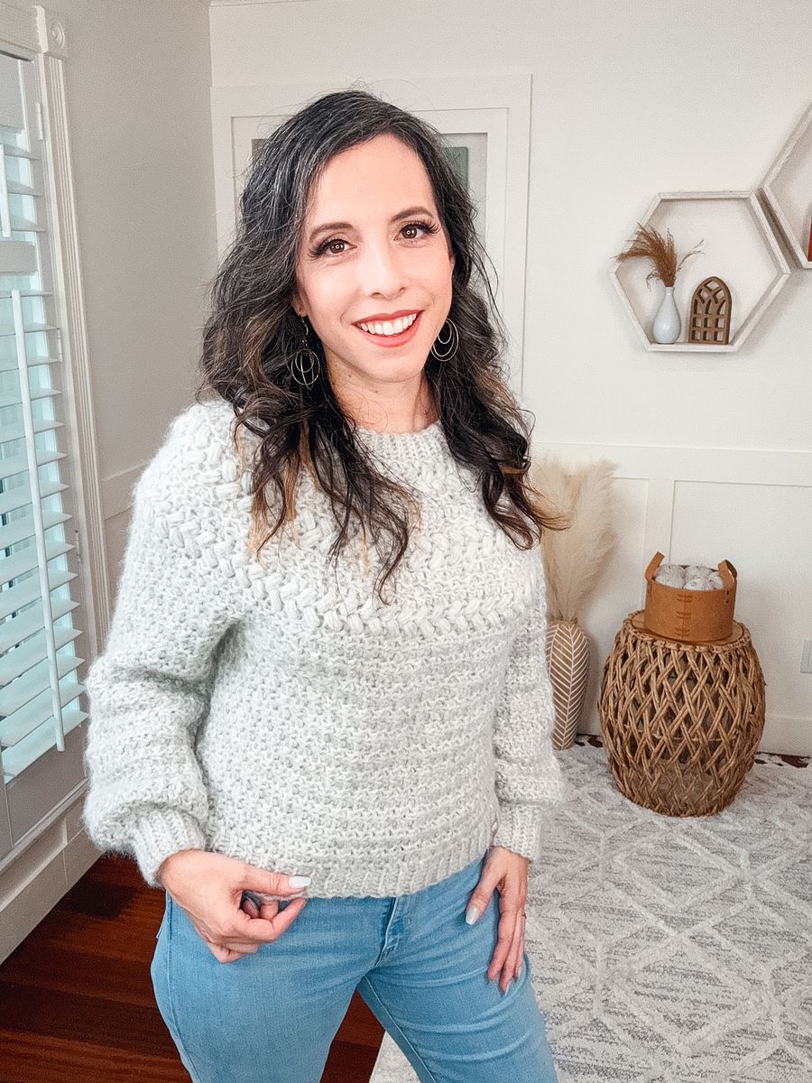 Macchiato Sweater Pattern Tutorial - Easy Puff Yoke Crochet Sweater (9 Sizes) product image (8)