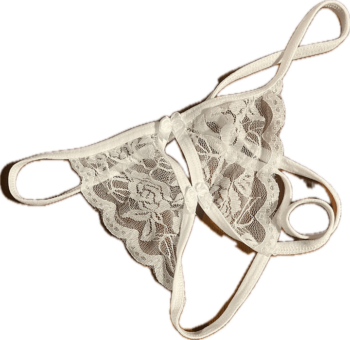 open crotch white thong panties product image (1)