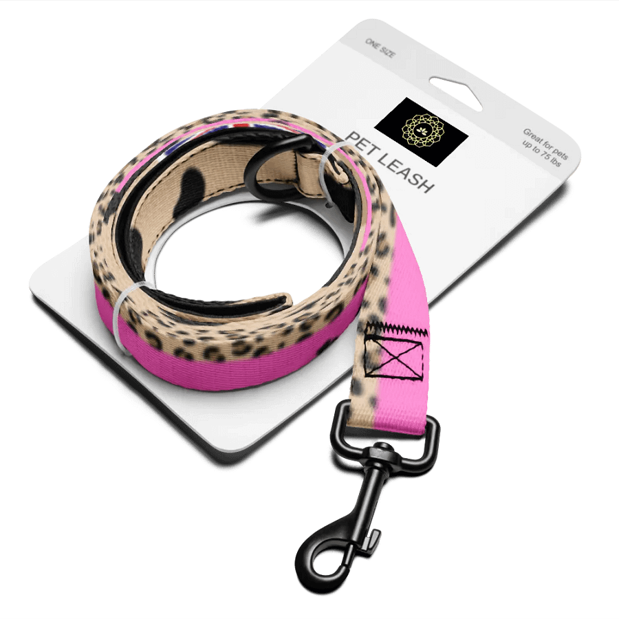 Psychedelic Leopard and Paw Print Pet Leash - Customizable Design product image (6)