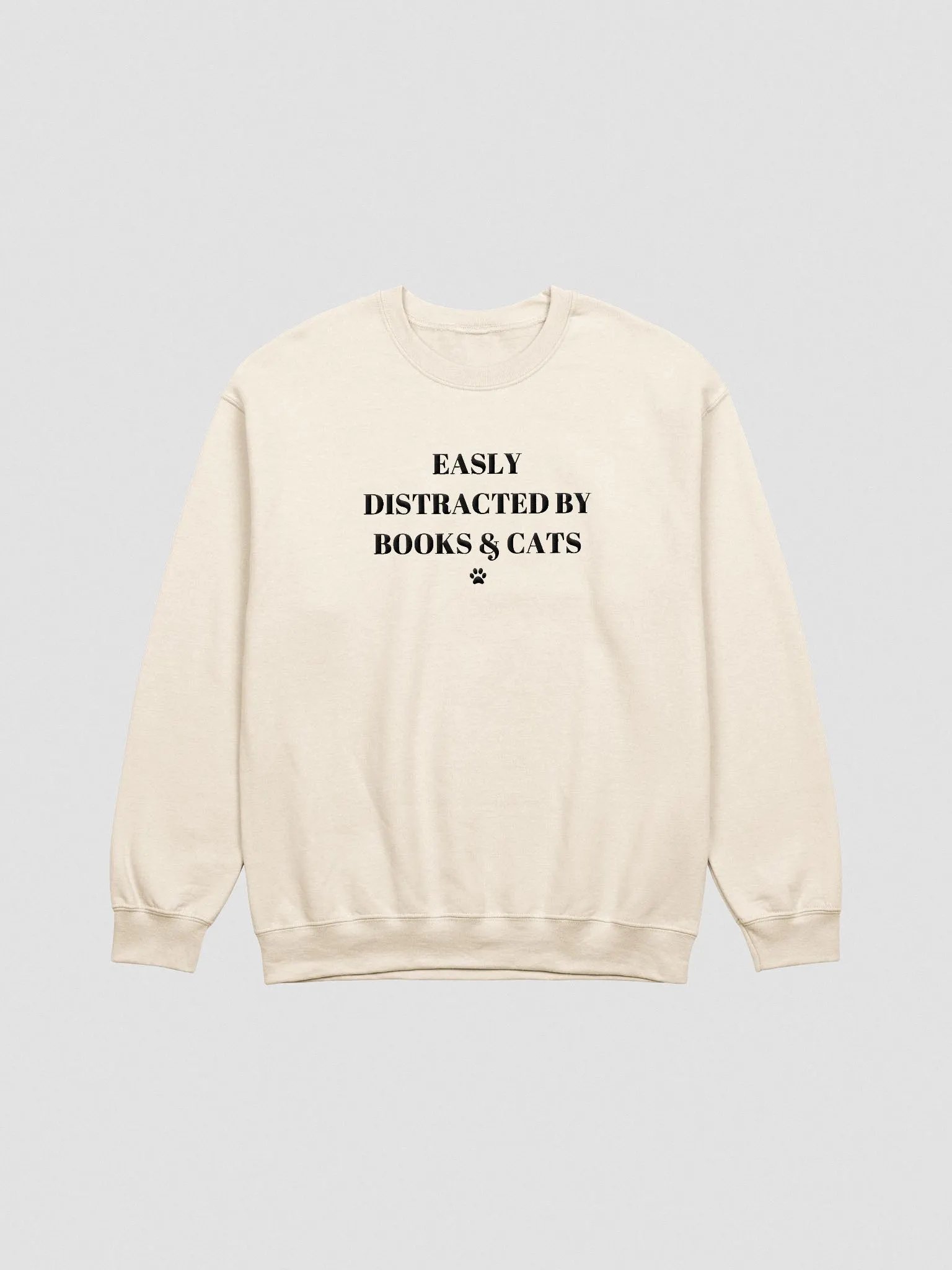 Easily Distracted by Books & Cats' Fun Embroidered Design Sweatshirt product image (2)