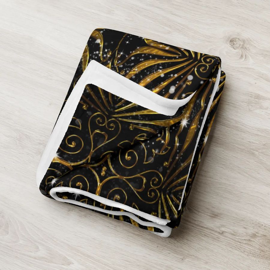 Black and Gold Victorian Sparkle Throw Blanket product image (18)