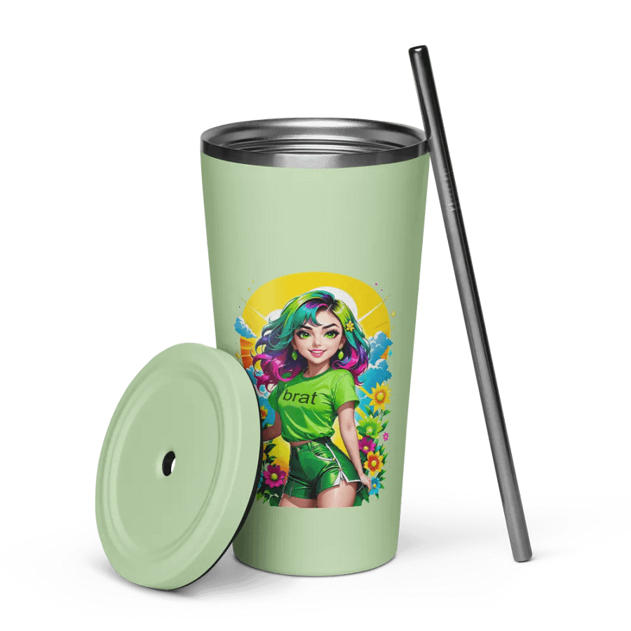 Brat 20 oz Tumbler Cup - Mint - Insulated Tumbler with a Straw v3 product image (7)