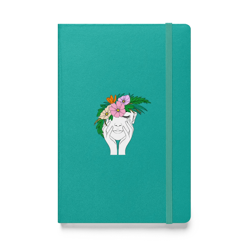 Flower Crown Music Festival Girl Turquoise Green Hardcover Bound Notebook | JournalBook®