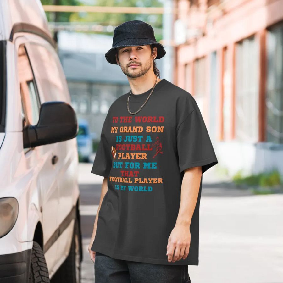 To The Word My Grandson Is Just A Football Player Grandpa Oversized Tee product image (6)