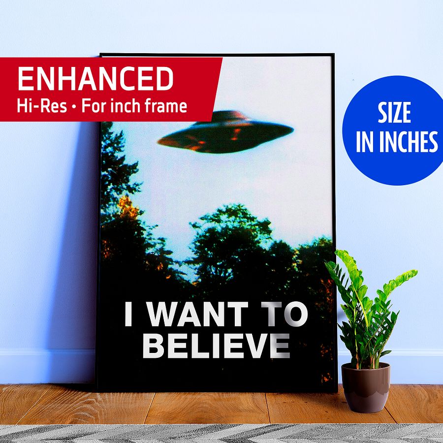 I want to believe. Original The X-Files poster (Ver.2, Season 4-5, 1996-1997) — sci-fi poster, movie poster, space art print product image (4)