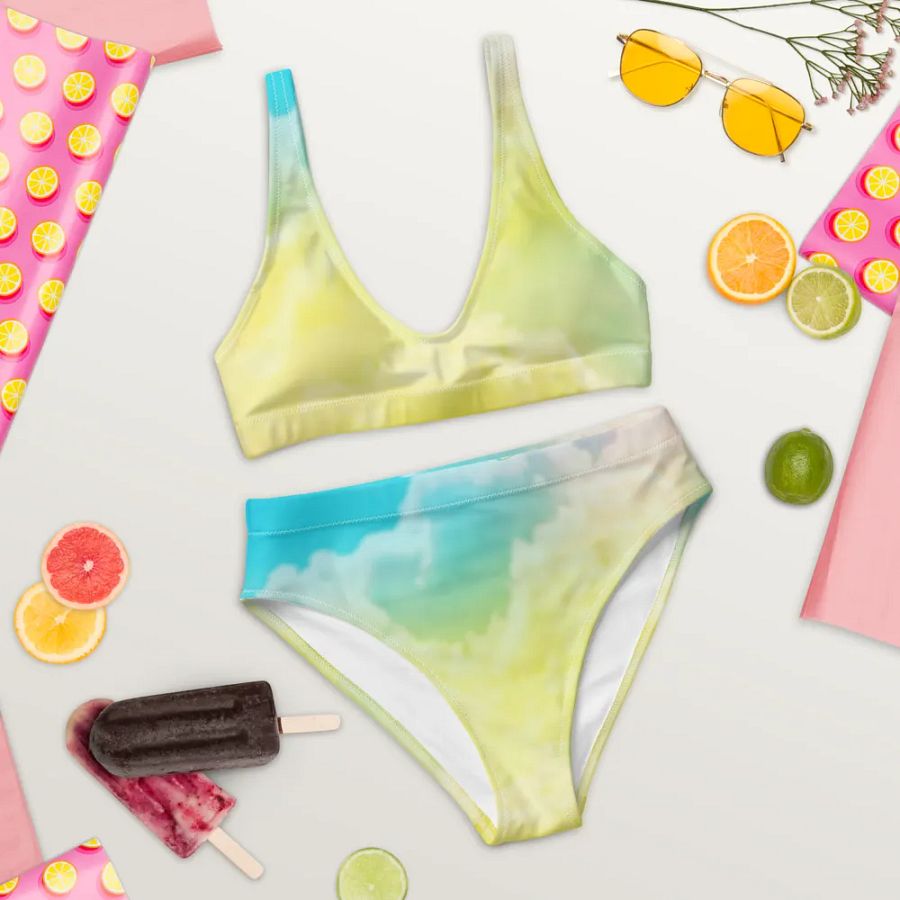 Blur cloud rainbow Design High Waisted Bikini - V8 product image (9)
