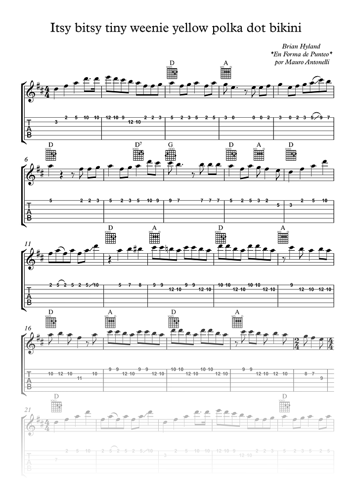 Itsy bitsy tiny weenie polkadot bikini - Partitura + Tab + Acordes + Pista product image (1)