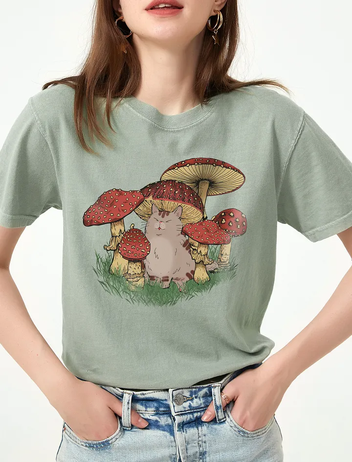 Goblincore Shirt of a Cat Hiding Among Mushrooms | Cottagecore, Fairycore, and Aesthetic Shirts for Cat Lovers product image (1)