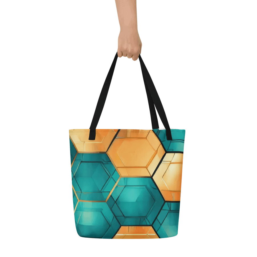 Hexagonal Harmony: Teal and Gold Geometric Fusion product image (6)