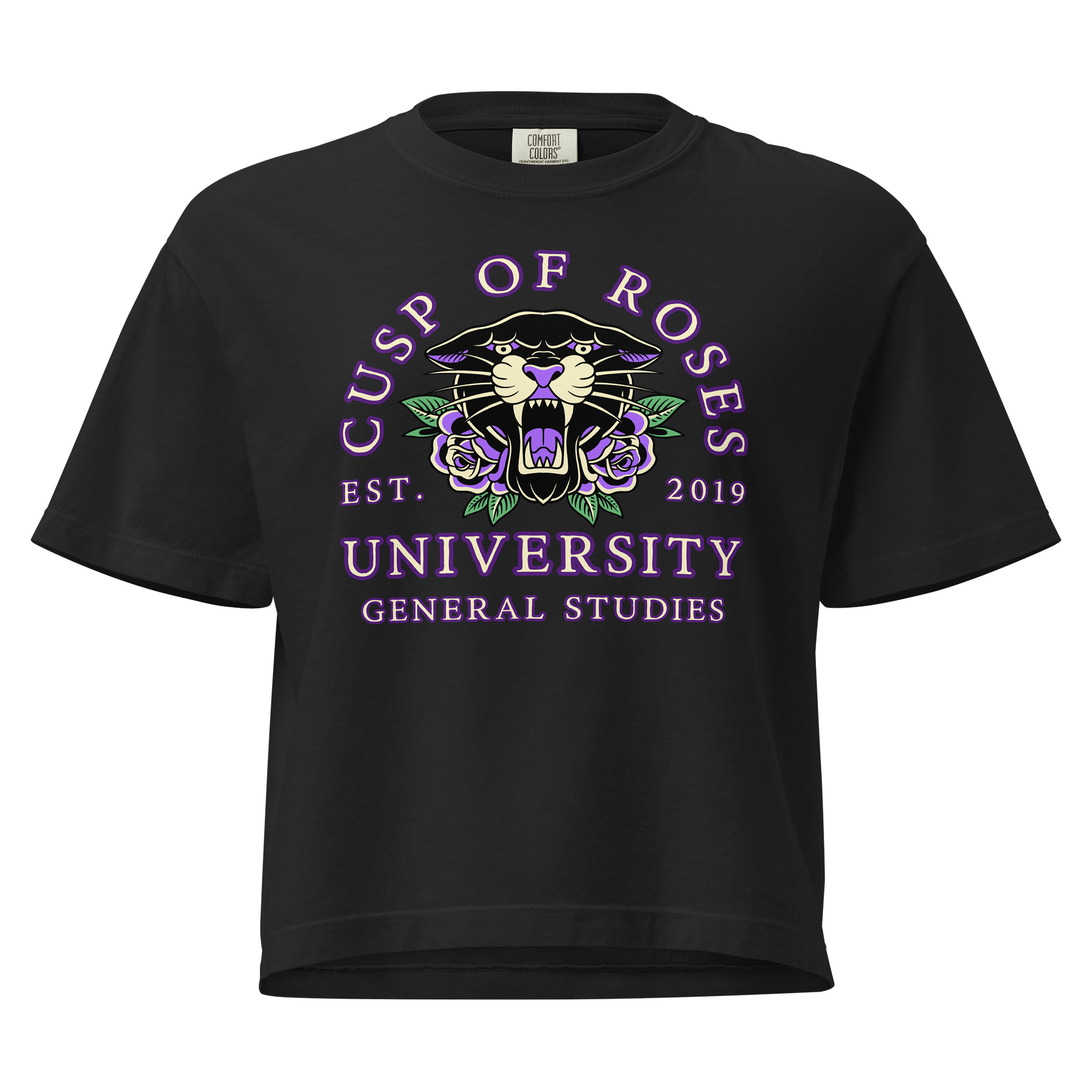 cusp of roses university | crop tee product image (1)