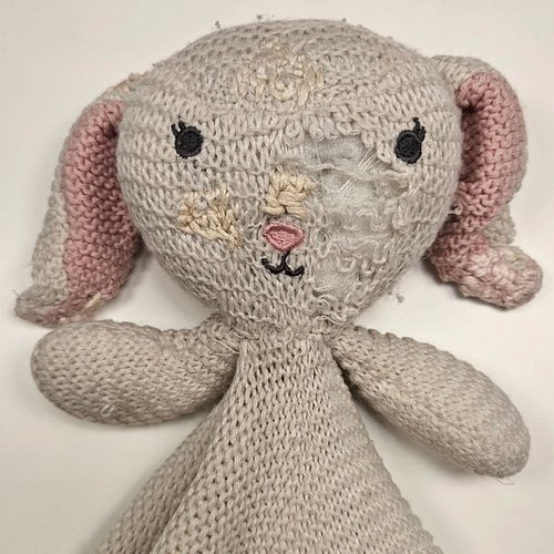 Another repair before and after! 
This Bunny Lovey has gotten a lot of love... now she's ready for more! 
DM me if you have a...
