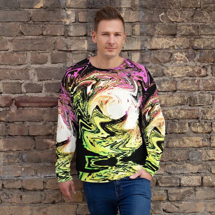 Abstract Neon Daisy Swirl Unisex Sweatshirt product image (2)