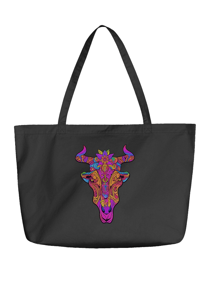 Neon Bull Skull - Eco-conscious Organic Cotton Tote product image (1)