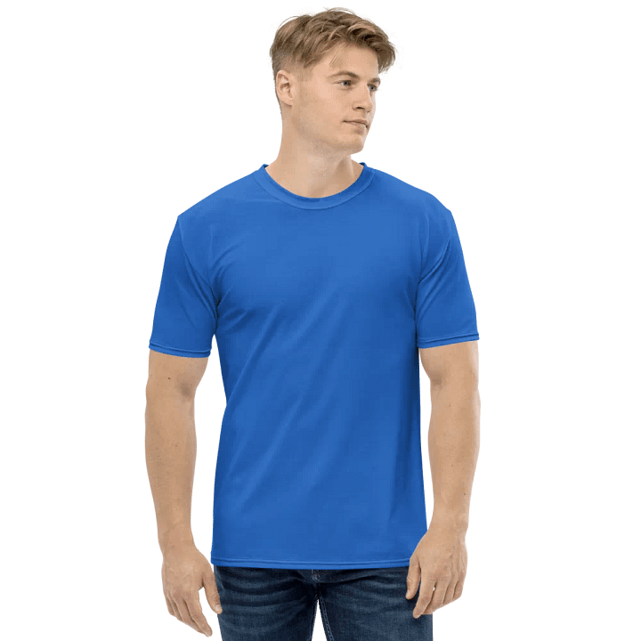 Plain Cobalt Blue Light Summer Men's Crewneck Polyester Heavyweight Premium T-Shirt by Treasure Pie product image (1)