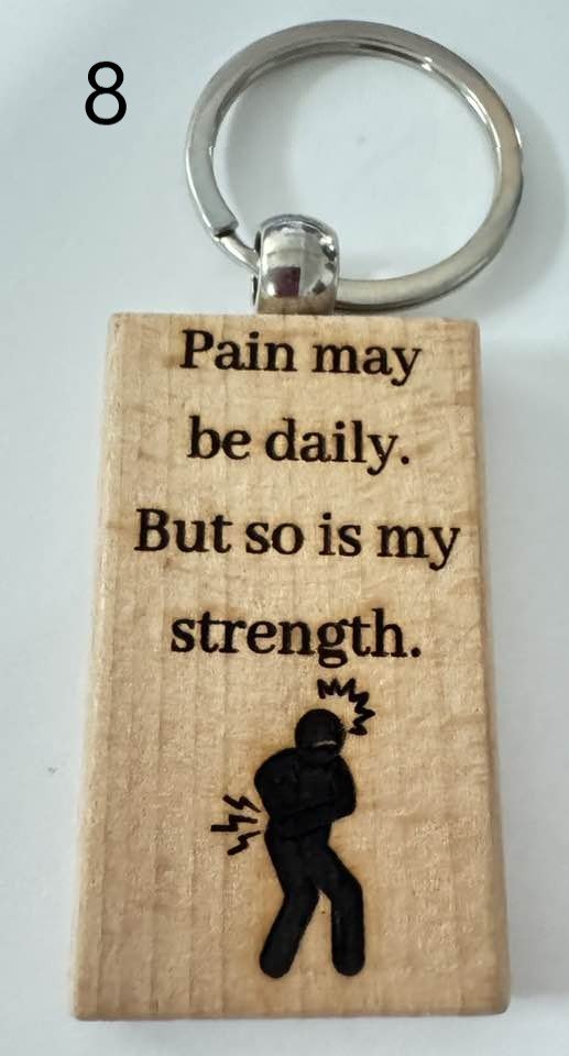 Wooden Engraved Illness Awareness Keychains | Chronic Pain, Cancer, & More  (6) product image (8)