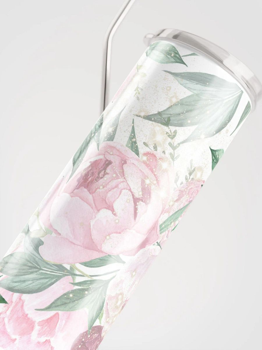 Sparkle in Style: Floral Glitter Stainless Steel Tumbler - Light Pink product image (5)