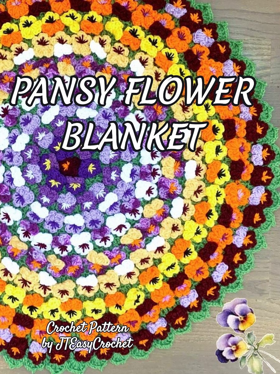 Pansy Flower Round Mandala Blanket Crochet Pattern, Cute Floral Rug product image (7)