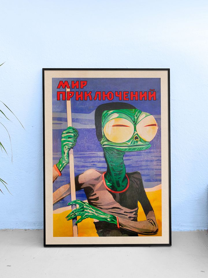 Soviet retro sci-fi, USSR 1928 — Soviet retro sci-fi poster, vintage soviet print, soviet space product image (1)
