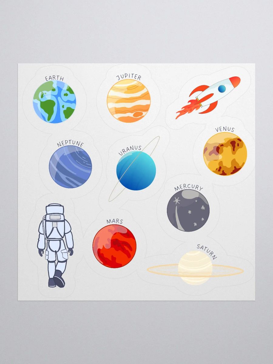 Planet and Astronaut Space Stickers Set – Solar System Kiss-Cut Stickers, Durable for Laptops, Notebooks, and Bottles product image (3)