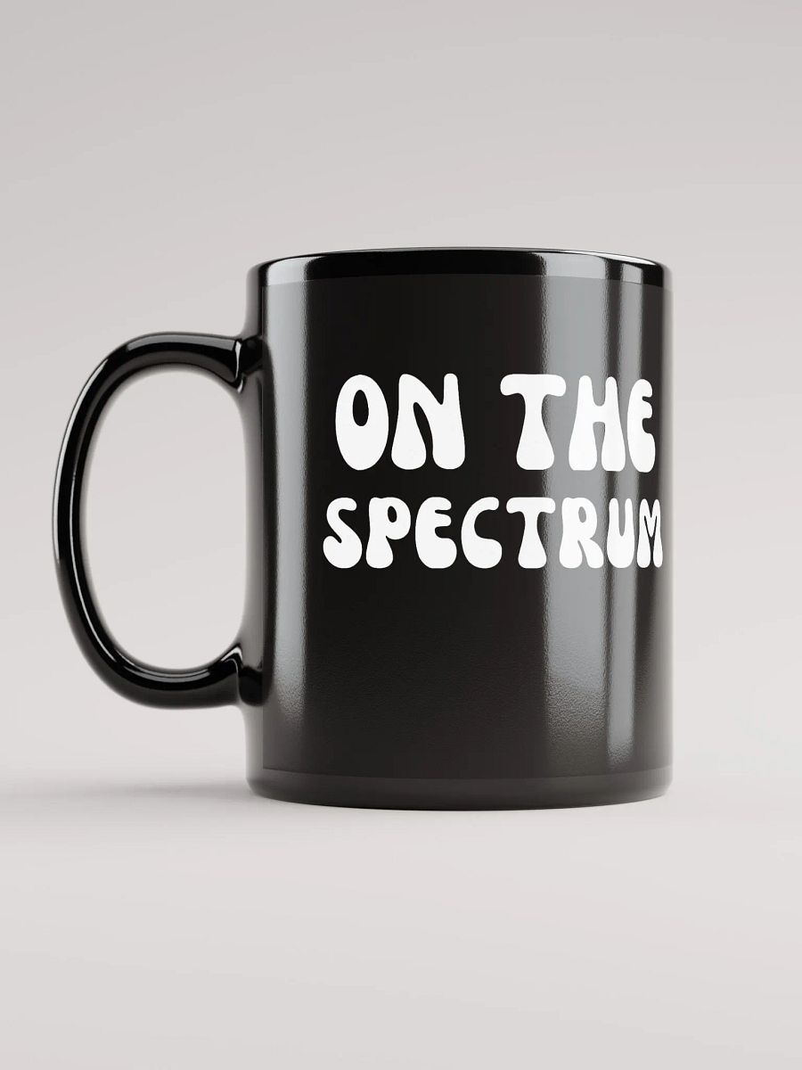 ON THE SPECTRUM (groovy white) glossy black mug product image (11)