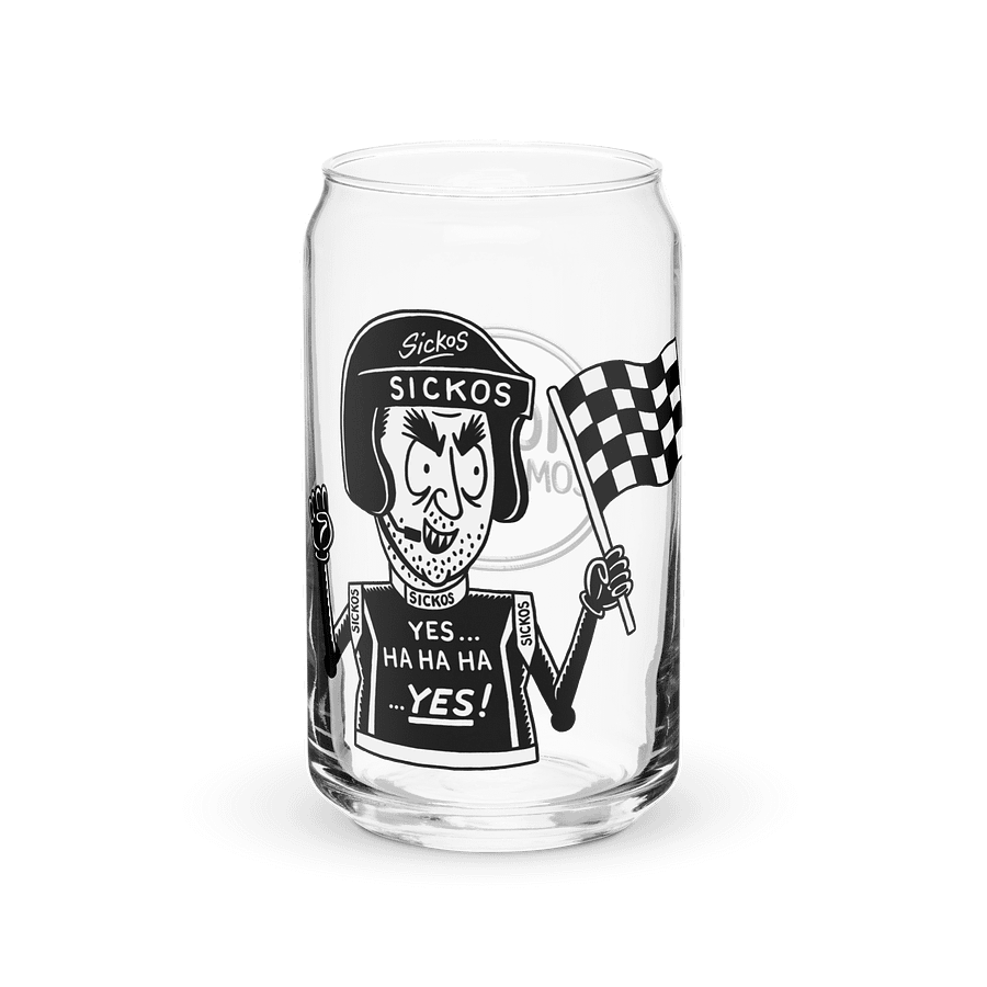 16oz Sickos Racecar Driver Can-Shaped Glass (with Optional Lid/Straw) product image (1)