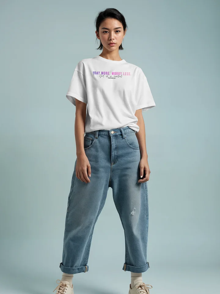 Pray More Worry Less 1.0 Unisex Tee - Pink Gradient Text product image (1)