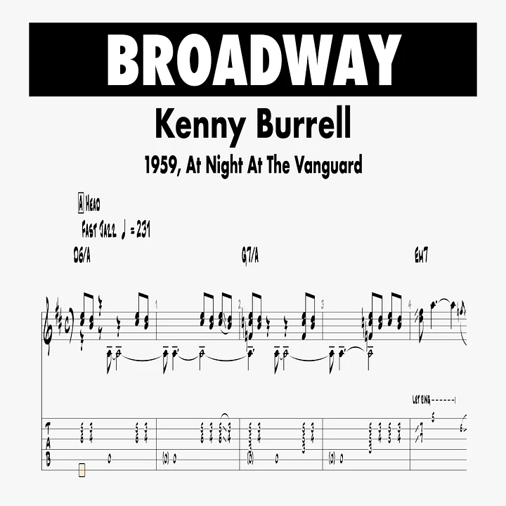(Transcription PDF) Broadway - Kenny Burrell | 1959 A Night At The Vanguard product image (1)