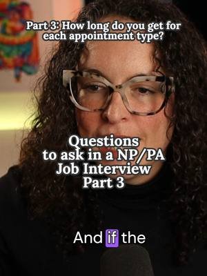 How long do you get for each appointment type, and who decides that? Super important to ask in your NP and PA interviews! And in my opinion, if you have zero say in this, and its never flexible? that's a pretty big red flag! You'll want to make sure to ask about med checks, physicals, well child checks, procedure appointments, gyn visits, transition of care, and acute care visits. I'd love to know how long you get for some of these in the comments!  #nursepractitioner #interviewtips #healthcareworker #primarycare