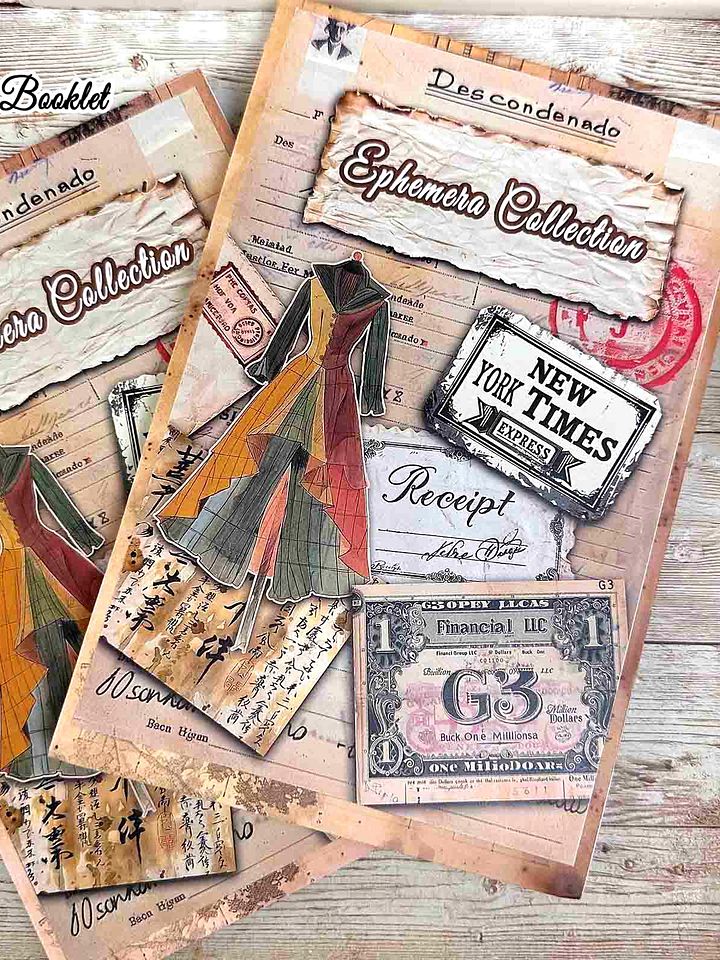 160 Vintage Ephemera Background Booklet Digital download only product image (1)