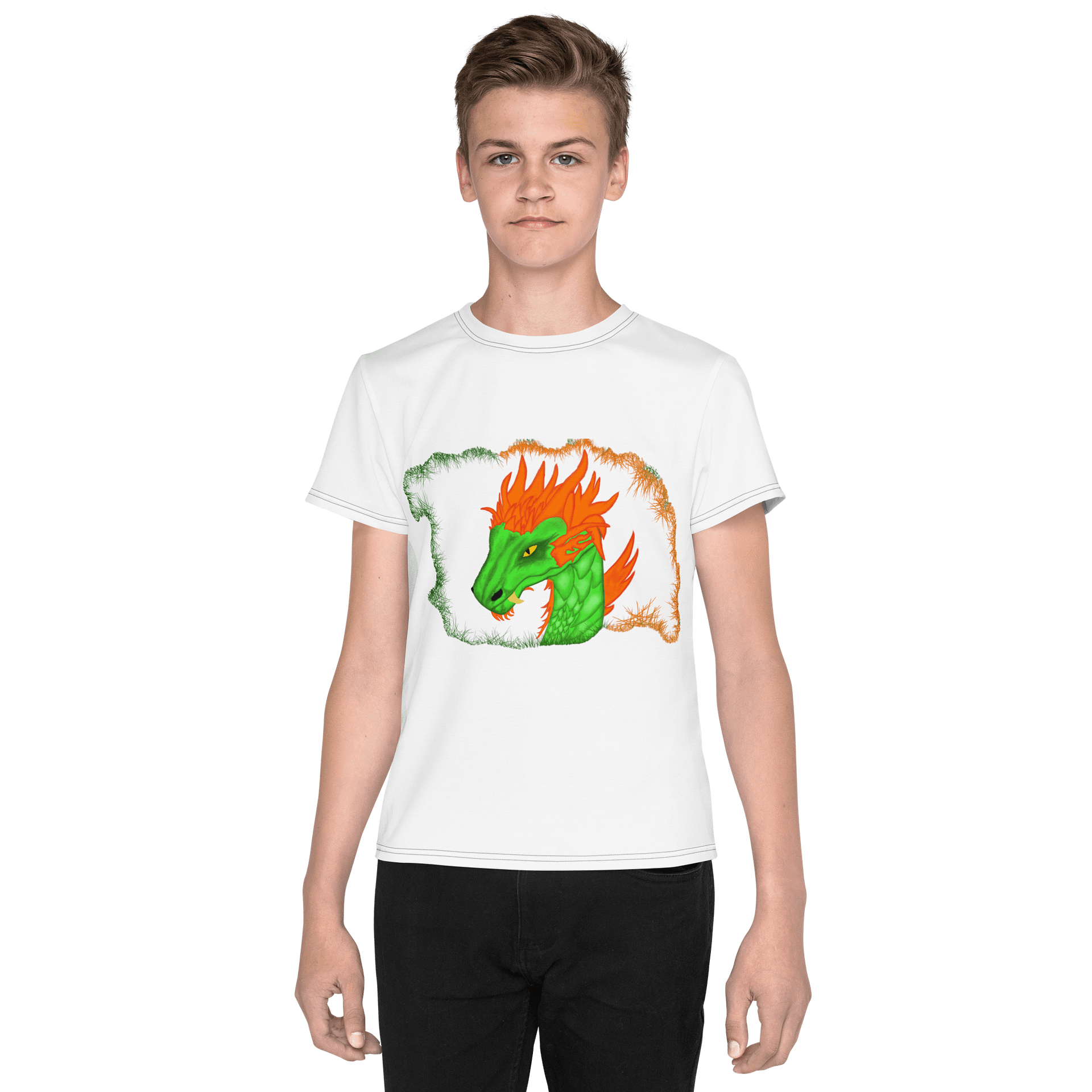Fiery Dragon Youth Crew Neck T-Shirt product image (1)