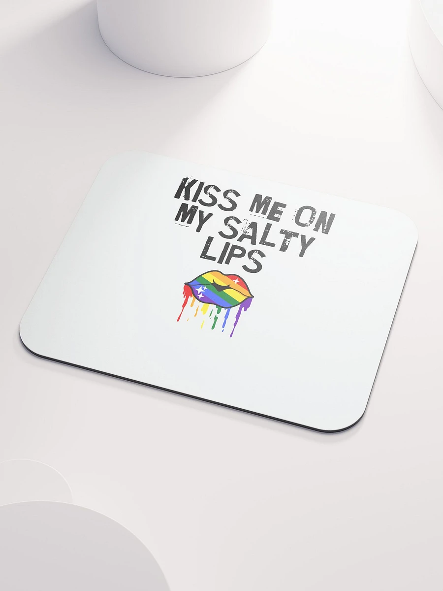 LGBTQ+ Mousemat Kiss Me On My Salty Lips Rainbow (white) product image (3)